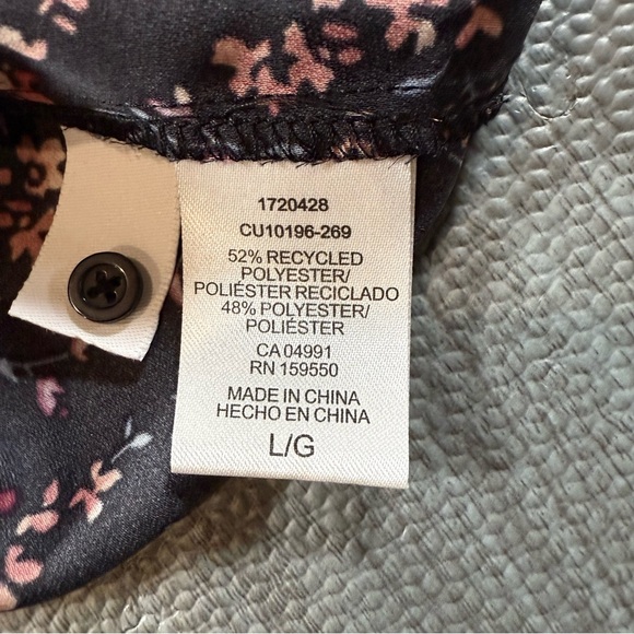 Hilary Radley Large Black Blouse with Pink and Blue Floral Design - Picture 6 of 7